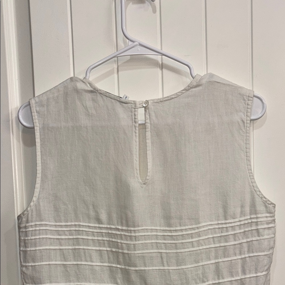100% Linen Sleeveless Top Made in Italy | Cream Textured Pleated Blouse Small - Picture 5 of 5